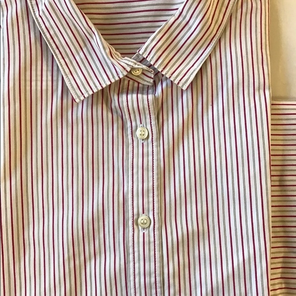 J.Crew Men Dress Shirt White Red Stripe Looks Medium Long Sleeve Cotton - Picture 2 of 7